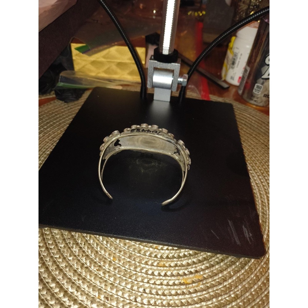 Vintage Sterling Silver Native American Zuni Needlepoint Cuff Bracelet Gorgeous - Picture 4 of 10